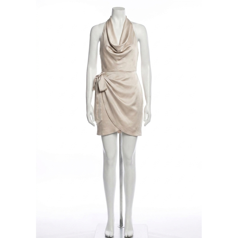 NEW AMANDA UPRICHARD martine silk mini dress in chalk